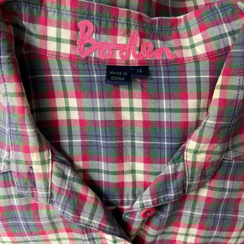 Boden Plaid Button Up Long Sleeve Shirt - Women’s 10 Blue, pink, green, & white - Picture 10 of 10